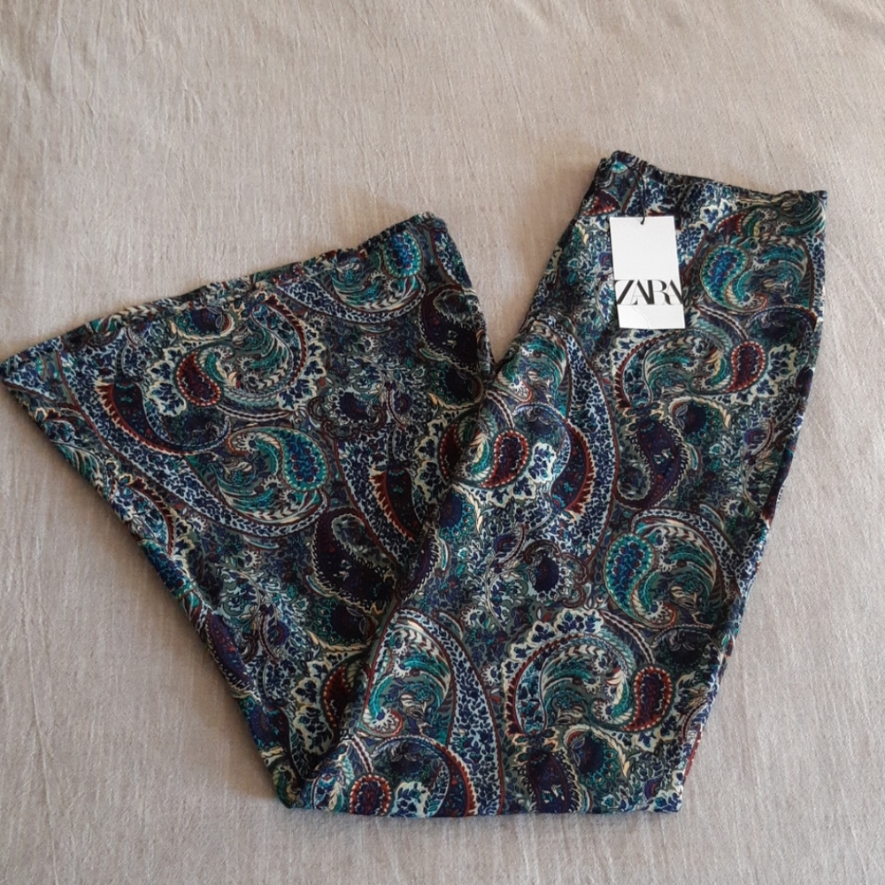 Zara Paisley Print Flared Pants - Picture 3 of 16